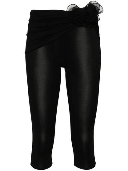 Floral-Appliqué Cropped Leggings