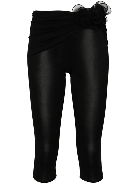 Floral-Appliqué Cropped Leggings