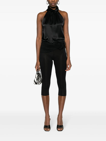 Floral-Appliqué Cropped Leggings