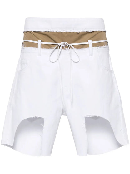 Asymmetric Layered Denim Shorts