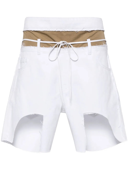 Asymmetric Layered Denim Shorts