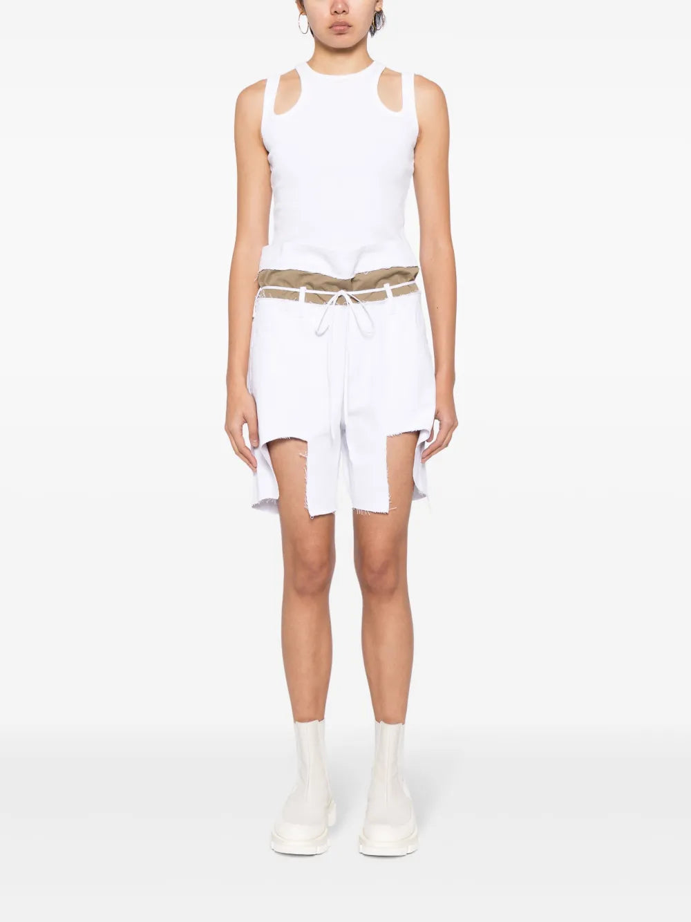 Asymmetric Layered Denim Shorts