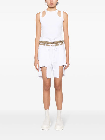 Asymmetric Layered Denim Shorts