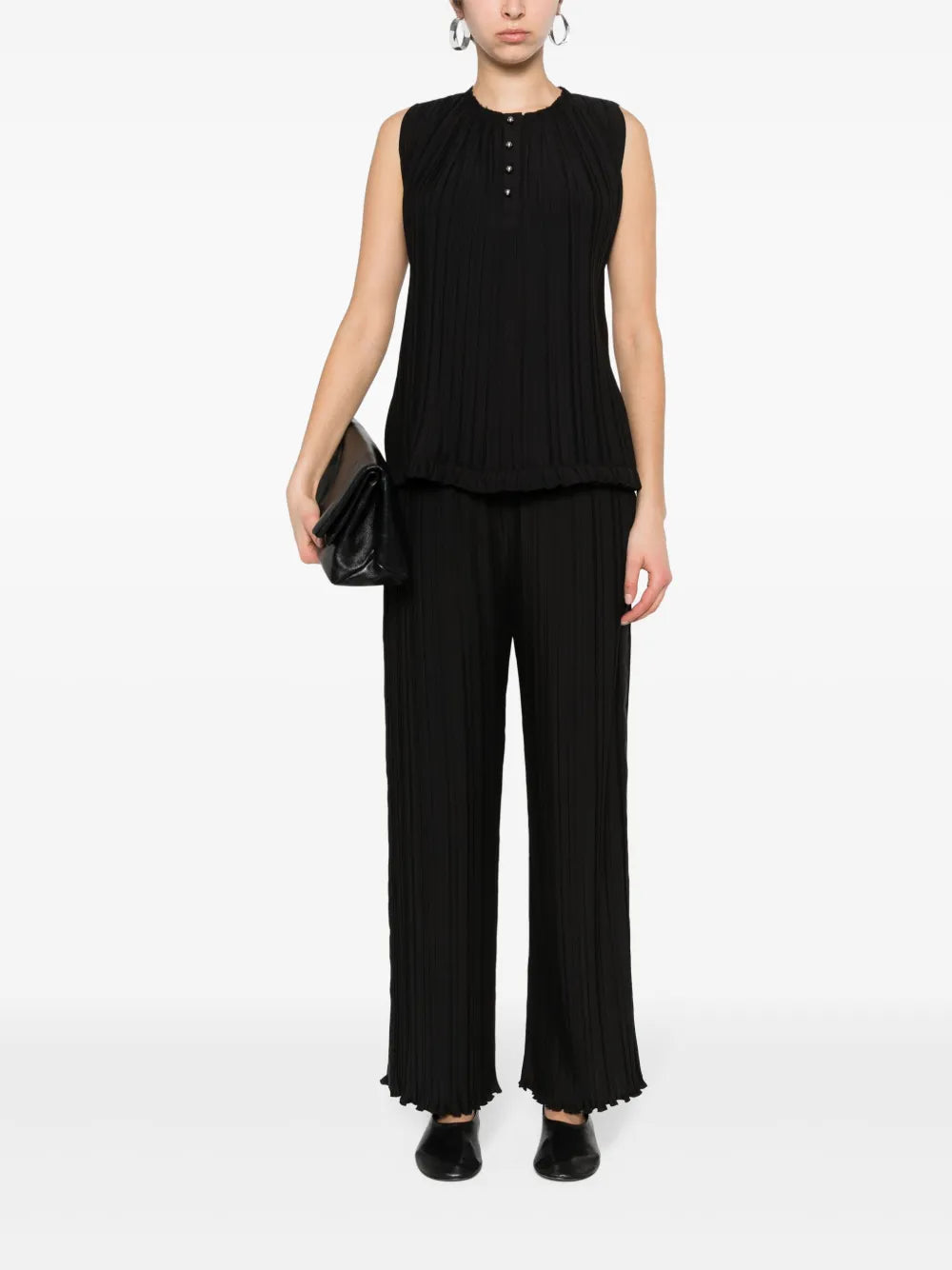 Pleated Crepe De Chine Top