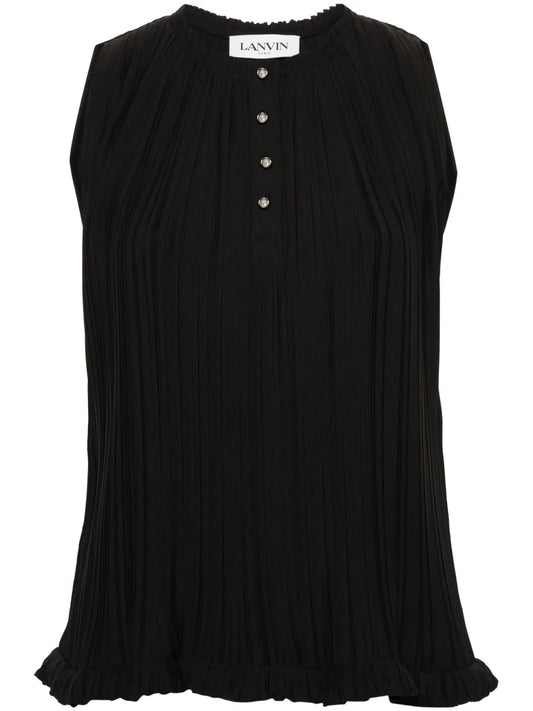 Pleated Crepe De Chine Top