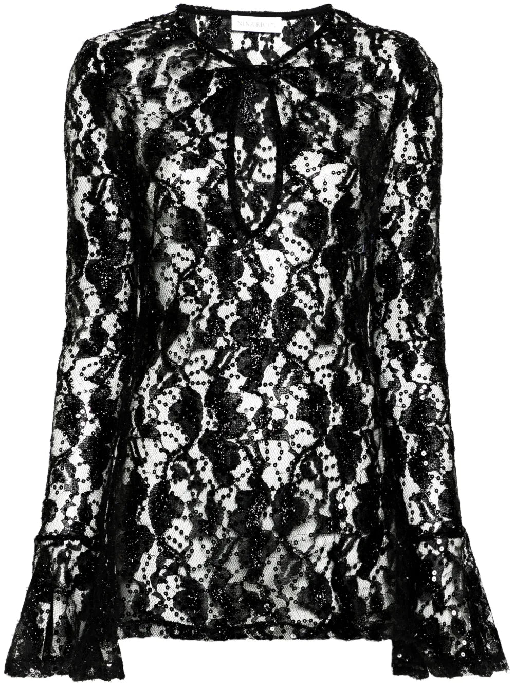 Sequinned Sheer-Lace Top
