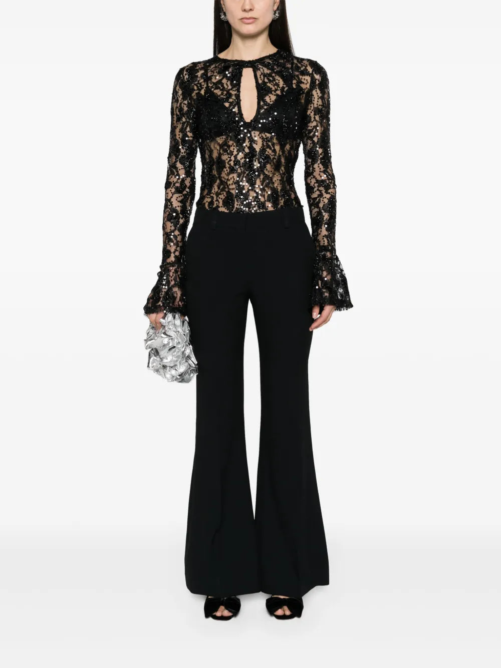 Sequinned Sheer-Lace Top