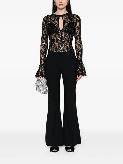Sequinned Sheer-Lace Top