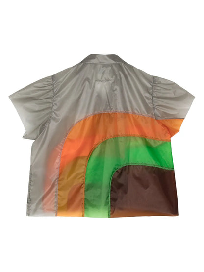 Notched-Collar Panelled Top