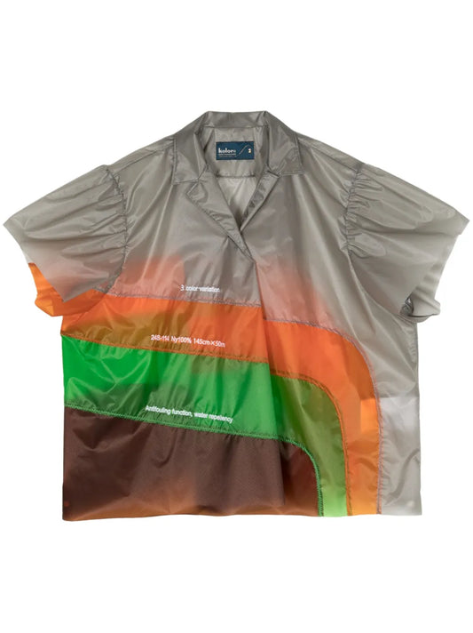 Notched-Collar Panelled Top