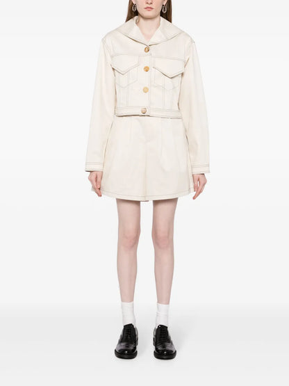 Contrast-Stitching Wide-Leg Cotton Shorts