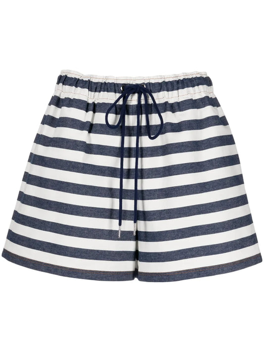 Stripe-Print Drawstring Shorts