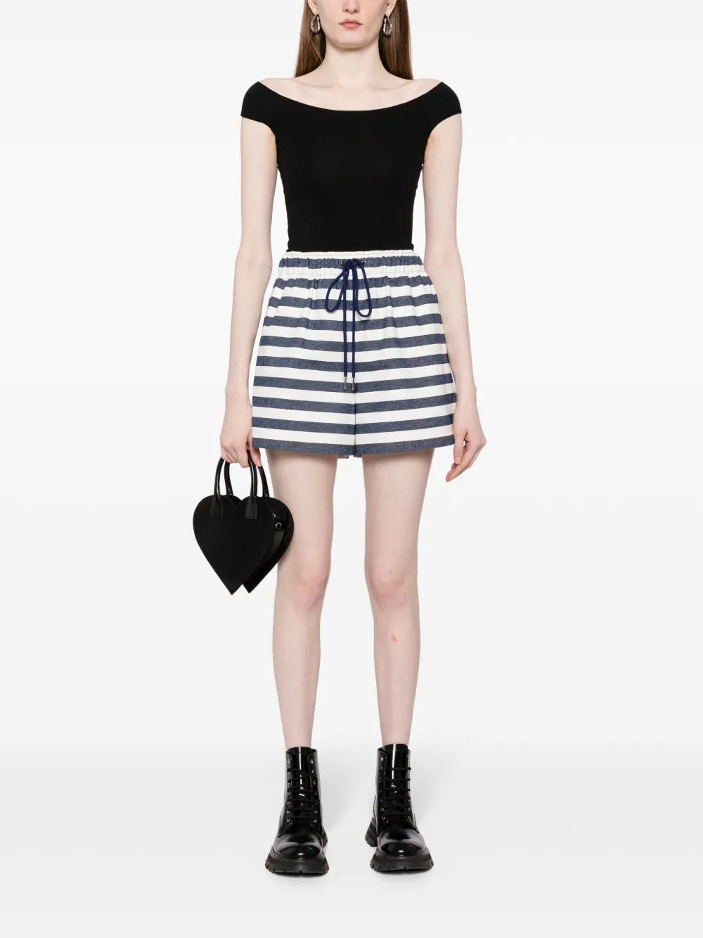 Stripe-Print Drawstring Shorts