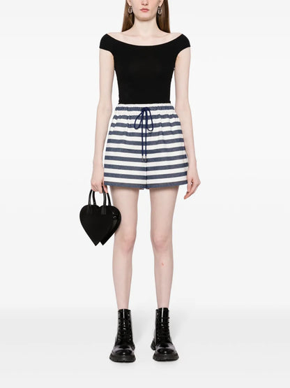 Stripe-Print Drawstring Shorts