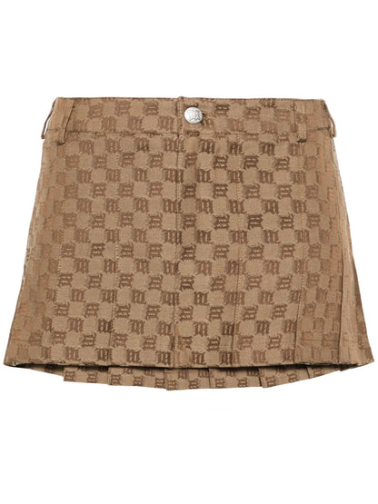 Monogram-Jacquard Pleated Miniskirt