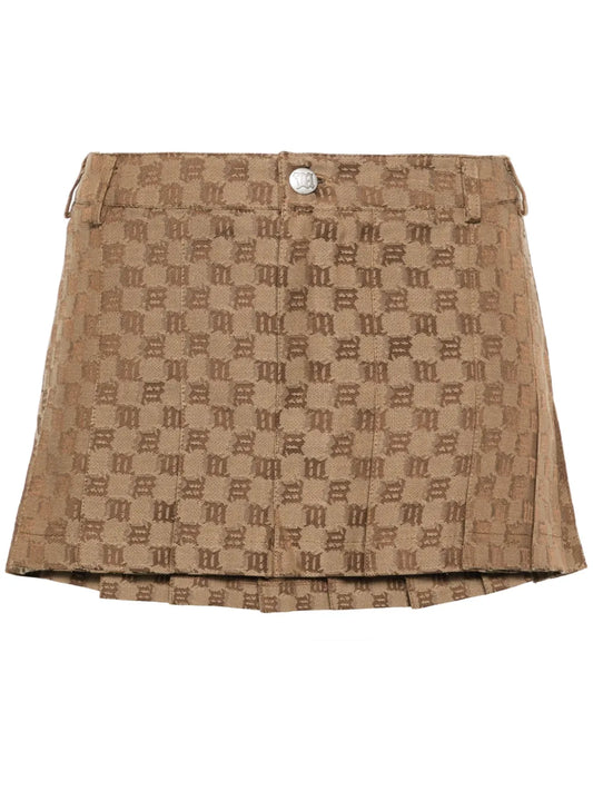 Monogram-Jacquard Pleated Miniskirt