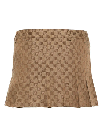Monogram-Jacquard Pleated Miniskirt