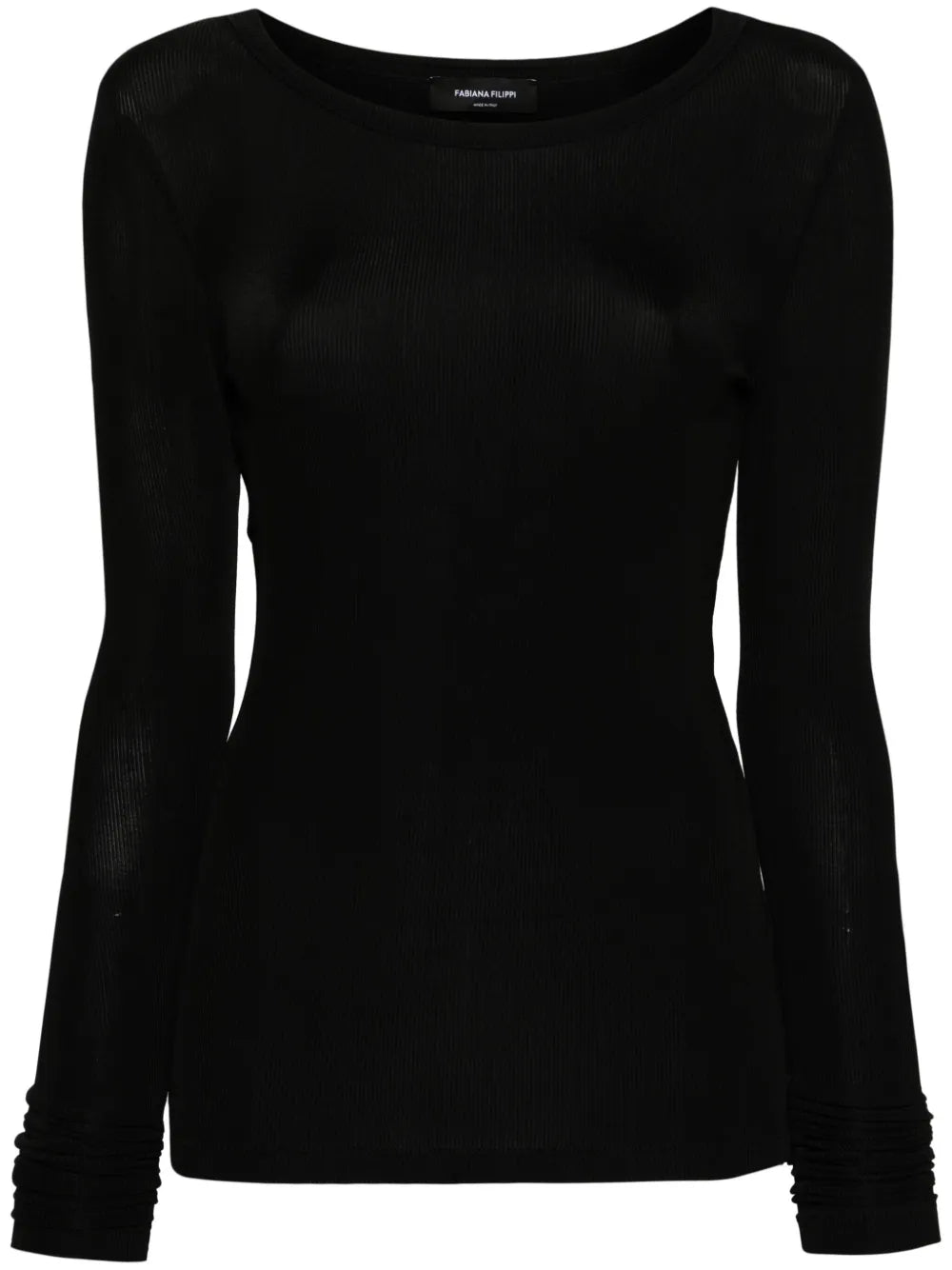Fine-Ribbed Crew-Neck Top