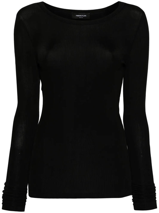 Fine-Ribbed Crew-Neck Top