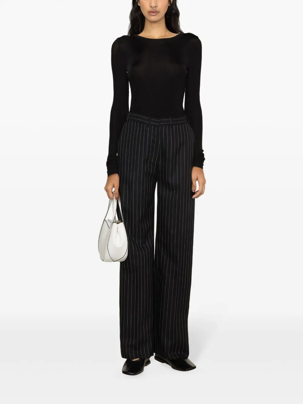 Fine-Ribbed Crew-Neck Top