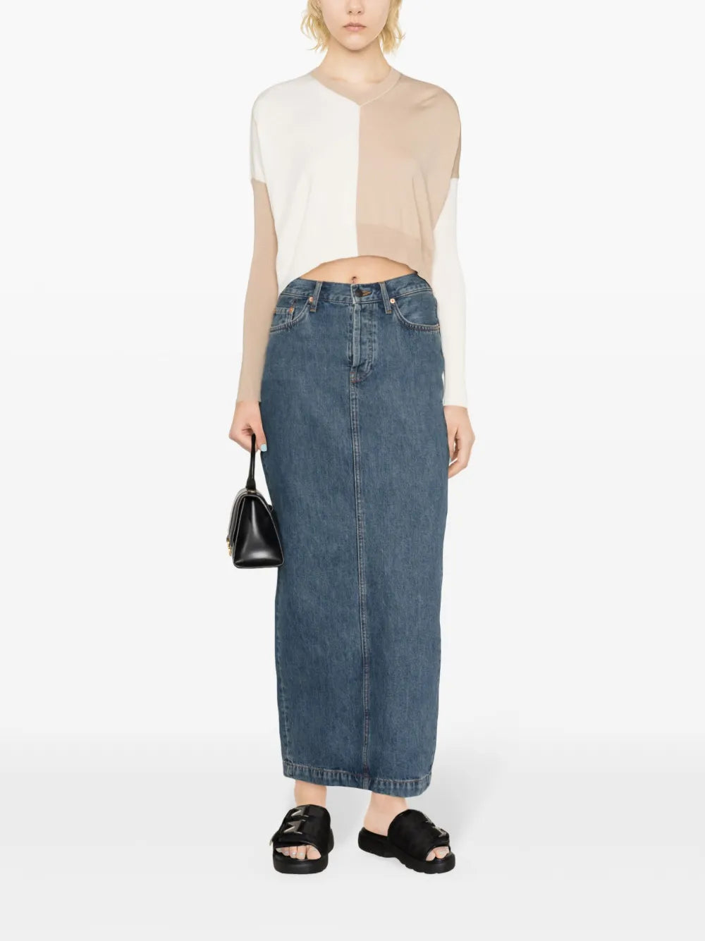 Colour-Block Cropped Jumper