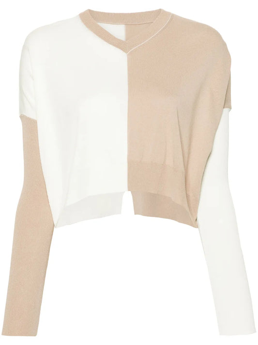 Colour-Block Cropped Jumper