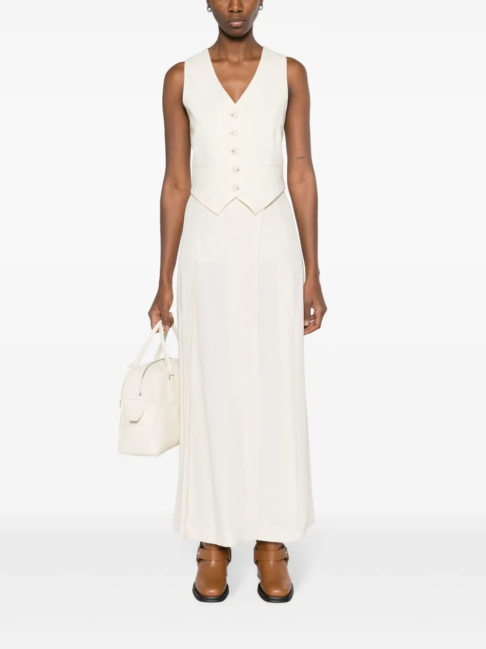Pleated Crepe Wrap Skirt