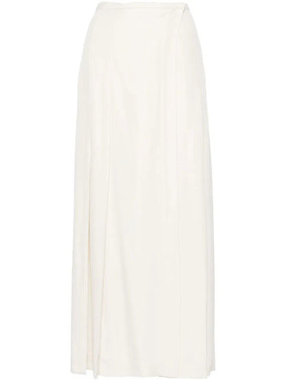 Pleated Crepe Wrap Skirt