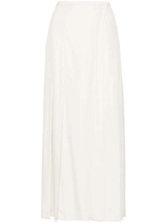 Pleated Crepe Wrap Skirt