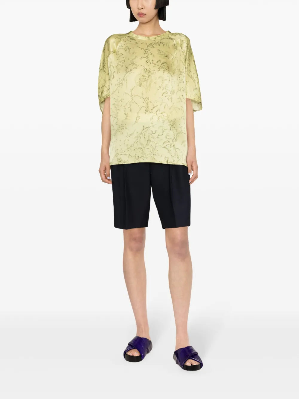 Graphic-Print Silk Blouse