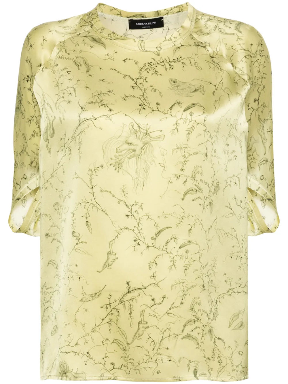 Graphic-Print Silk Blouse