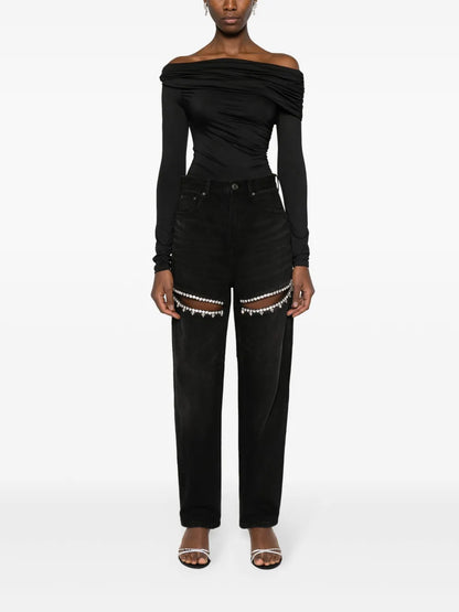 Crystal Slit Tapered Leg