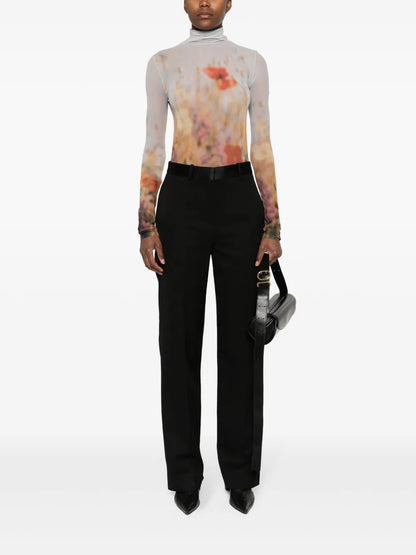 High-Waist Straight-Leg Trousers