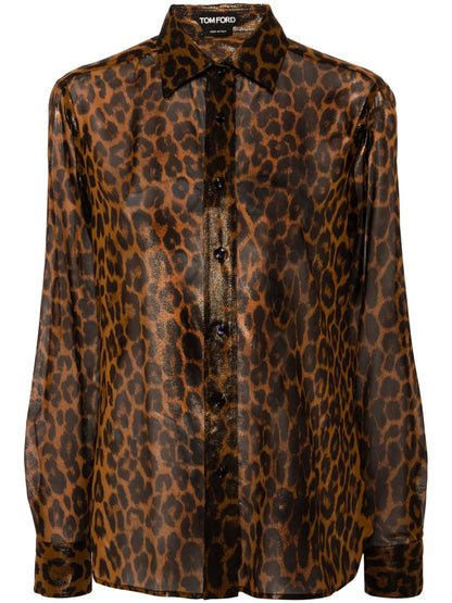 Leopard-Print Silk Shirt