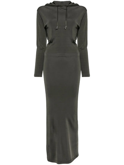Open-Back Hooded Maxi Dress