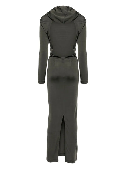 Open-Back Hooded Maxi Dress