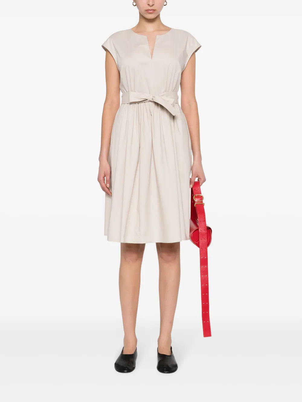 Ruched Poplin Cotton Dress