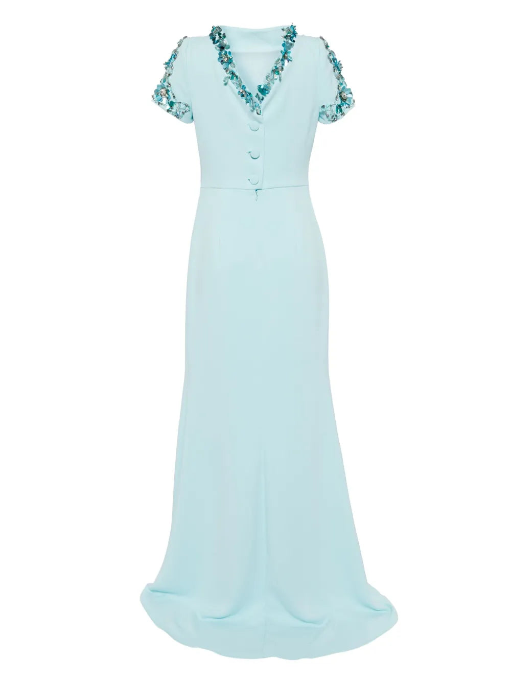 Bead-Embellished Boat-Neck Gown