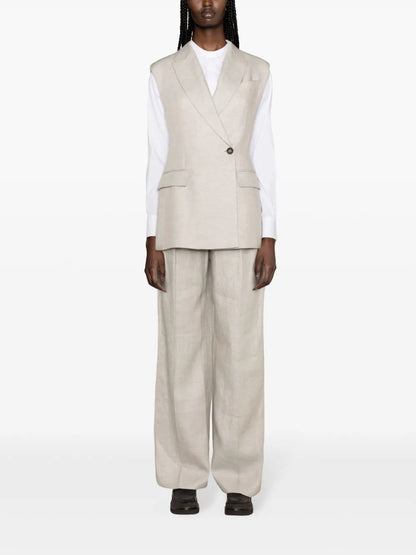 Metallic-Threading Sleeveless Blazer