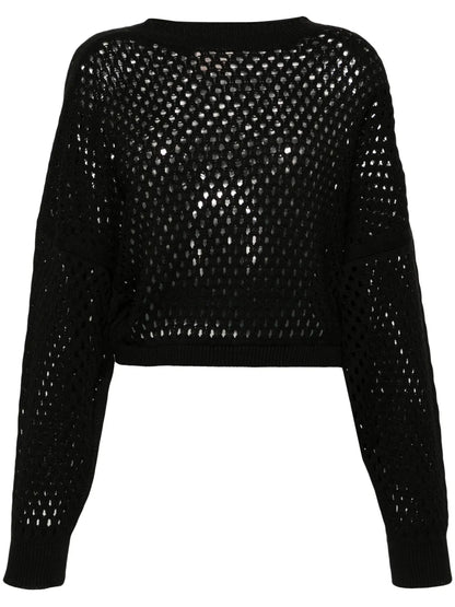 Drop-Shoulder Open-Knit Jumper