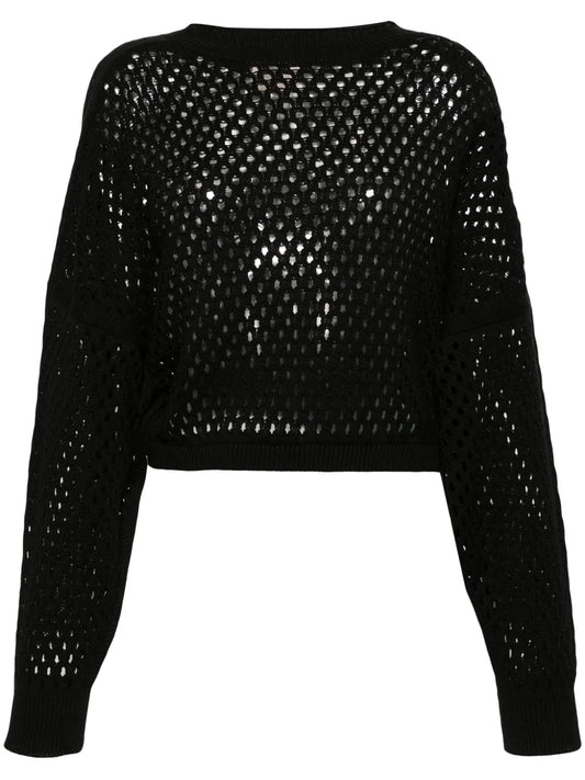Drop-Shoulder Open-Knit Jumper
