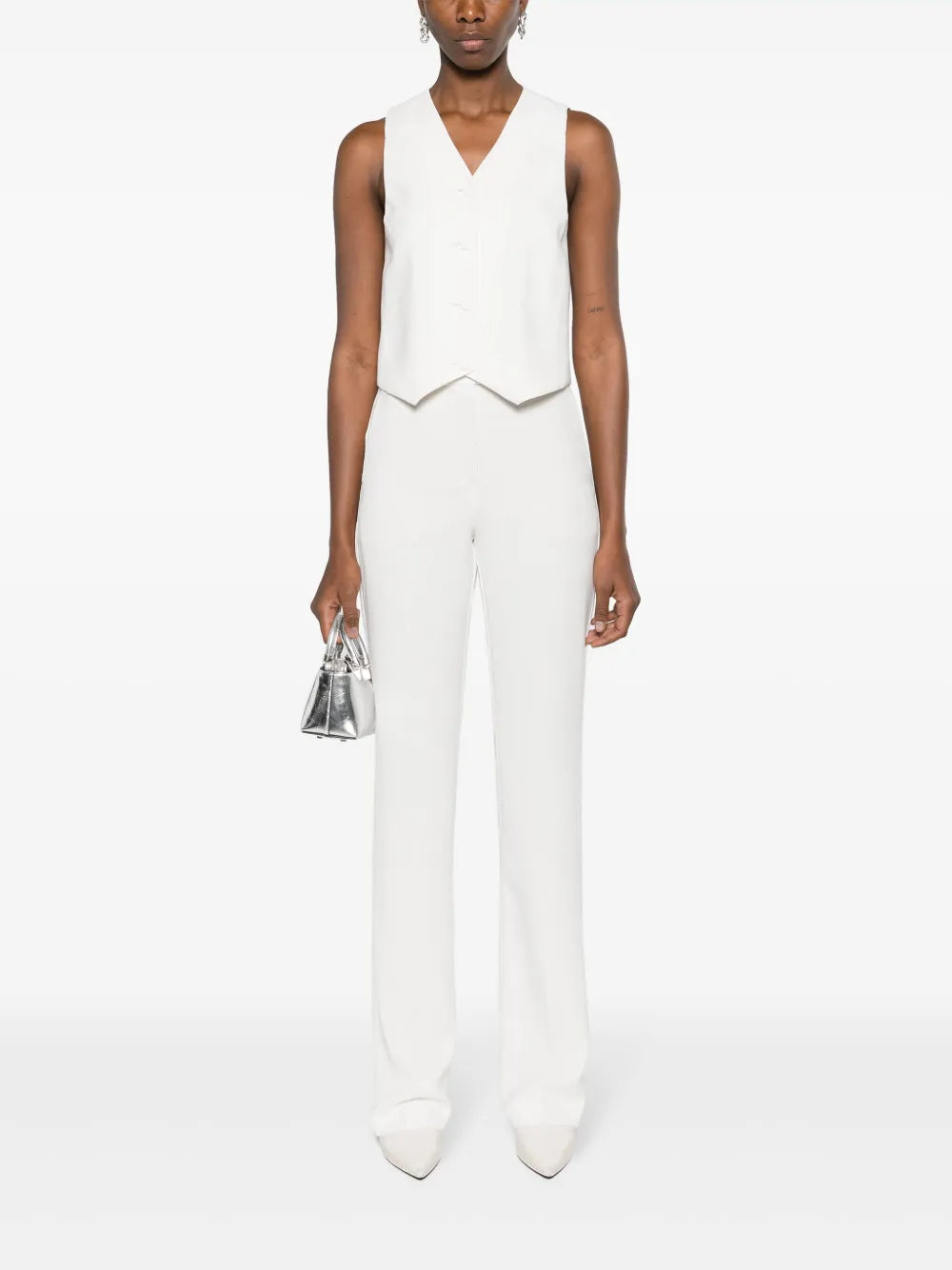 Button-Up Crepe Waistcoat