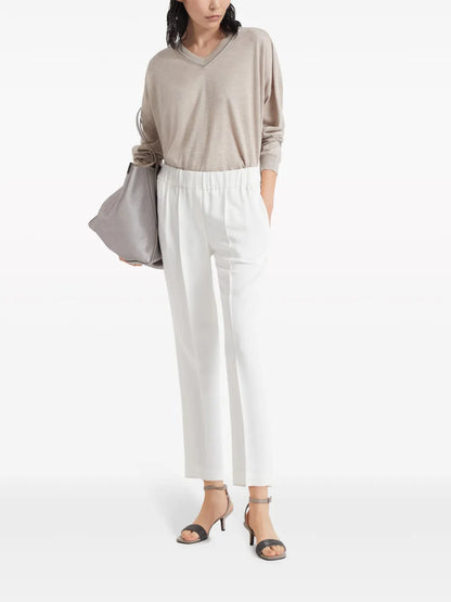 Silk-Blend Cropped Trousers