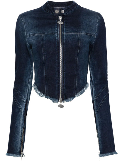 Frayed-Detail Denim Jacket