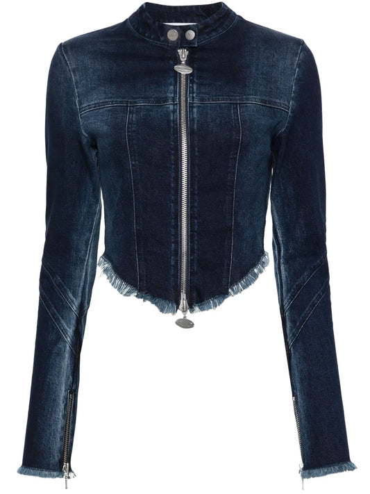 Frayed-Detail Denim Jacket