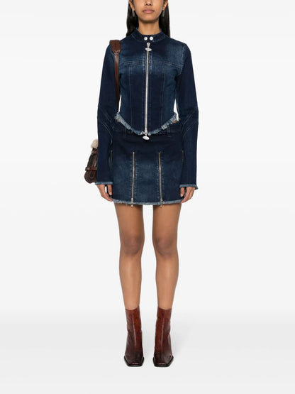 Frayed-Detail Denim Jacket
