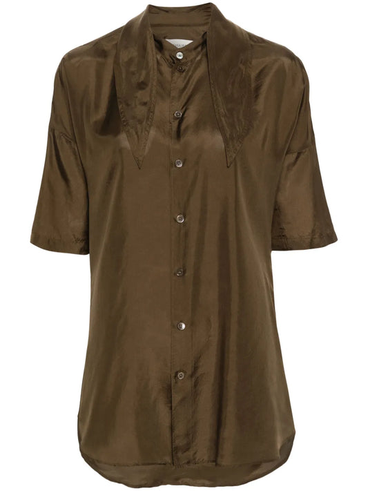 Scarf-Detail Silk Shirt