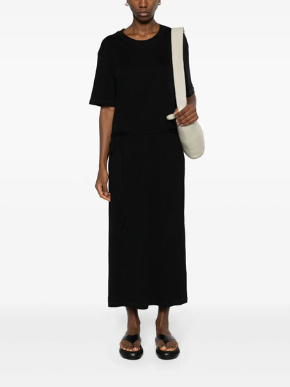 Ribbed-Knit Belted Maxi Dress
