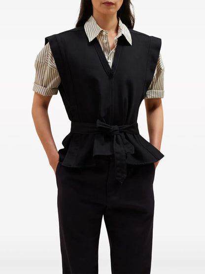 Self-Tie Sleeveless Jacket