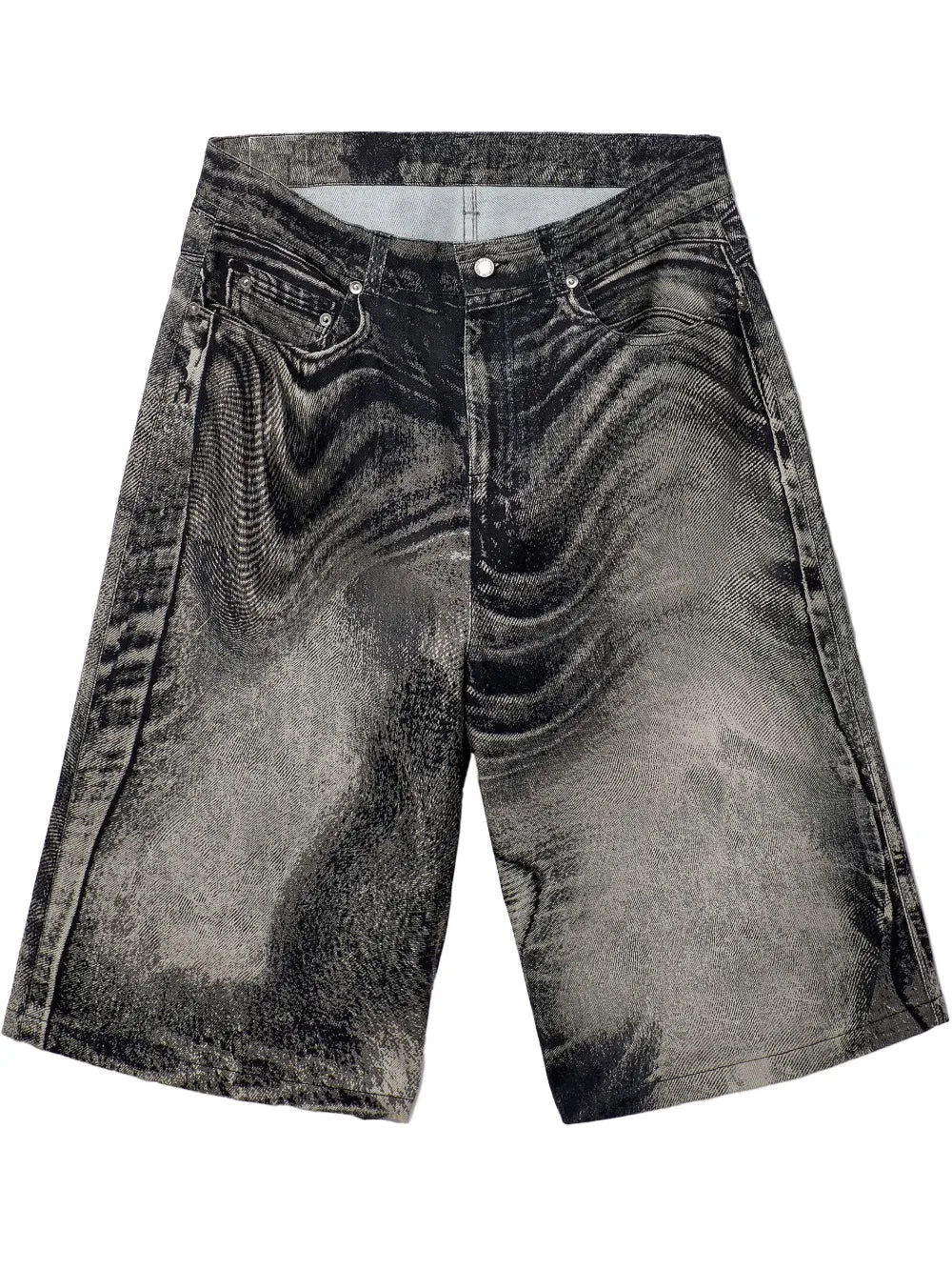 Abstract-Print Denim Shorts
